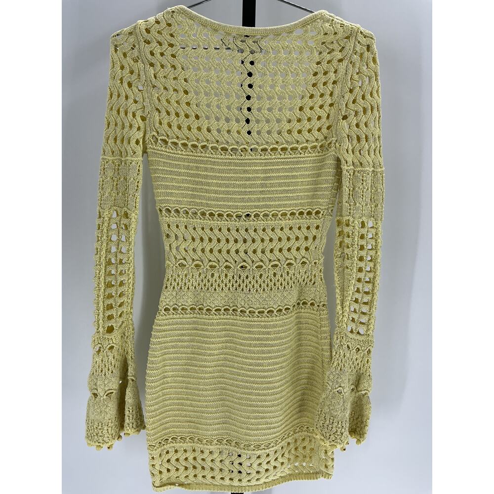 Retrofete 'Peony' Yellow Cotton Knit Crochet Dress Size S - Picture 2 of 4